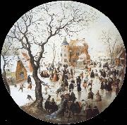 Hendrick Avercamp A Winter Scene with Skaters near a Castle painting